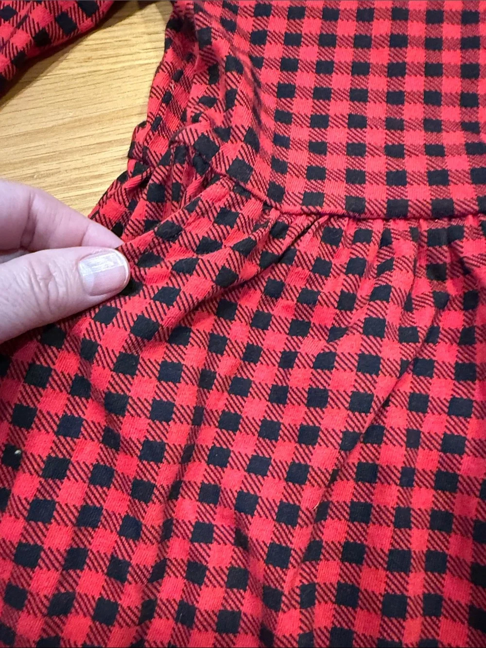 Cat & Jack girls red buffalo print dress with pockets size small (6/6X) .